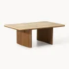 Mesa de centro de madera de roble con tablero de travertino Chandler
