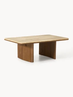 Mesa de centro de madera de roble con tablero de travertino Chandler