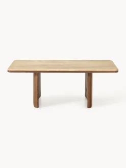 Mesa de centro de madera de roble con tablero de travertino Chandler