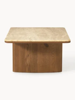 Mesa de centro de madera de roble con tablero de travertino Chandler