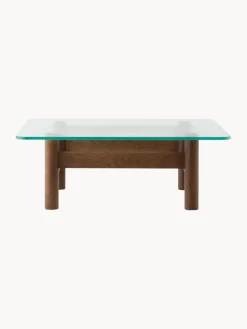 Mesa de centro de madera de roble con tablero de vidrio Brasilia