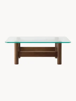 Mesa de centro de madera de roble con tablero de vidrio Brasilia
