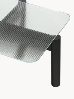 Mesa de centro de madera de haya con tablero de cristal Kob