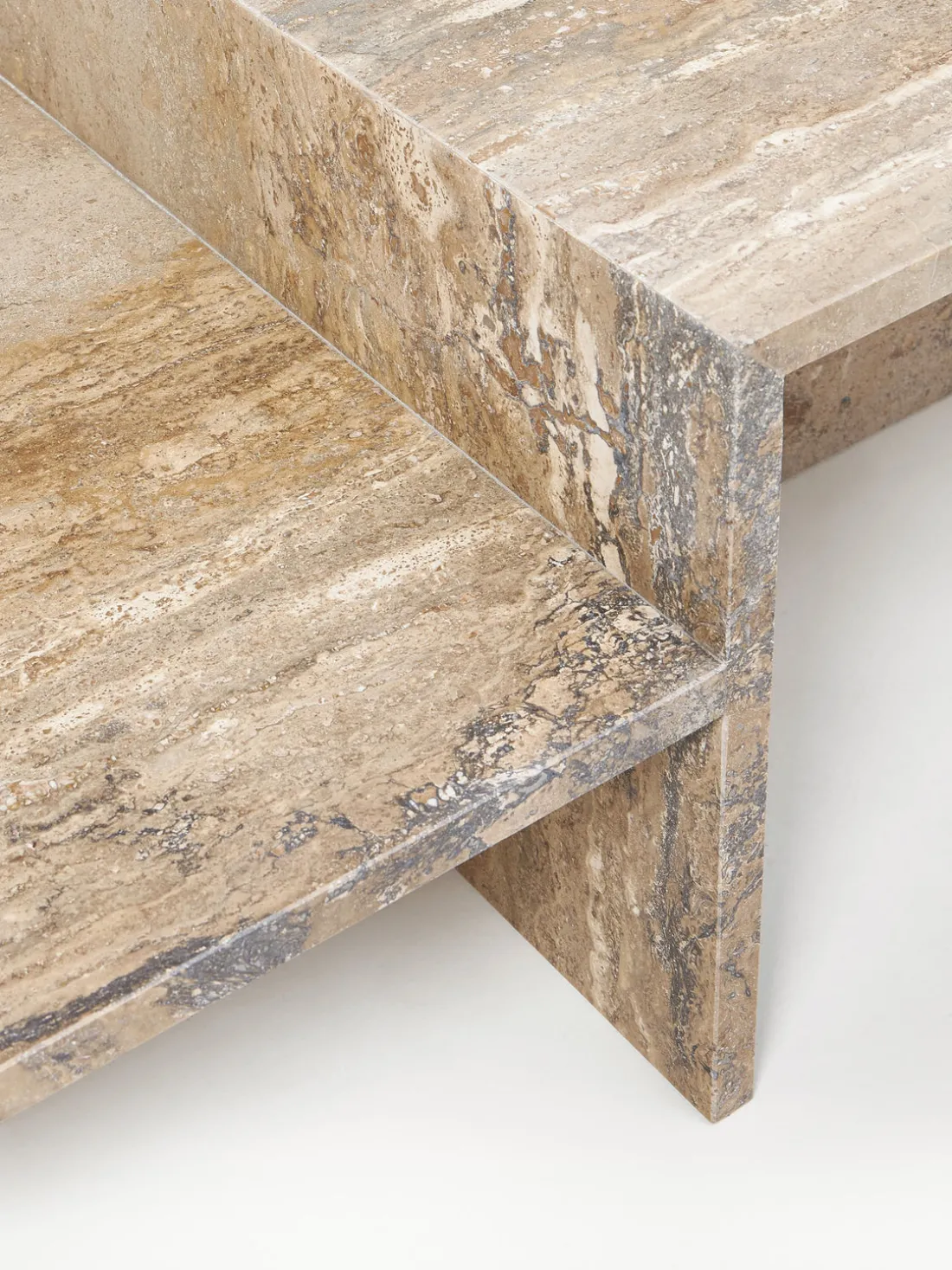 Mesa de centro de travertino con dos tableros Distinct
