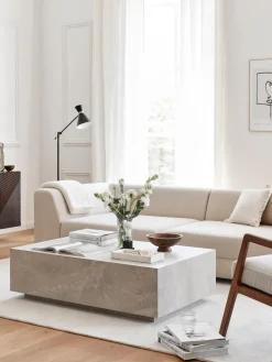 Mesa de centro en look travertino Lesley