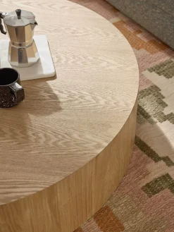 Mesa de centro grande redonda de madera Dan