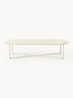 Mesa de centro ovalada con tablero de vidrio en look mármol Antigua