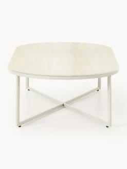 Mesa de centro ovalada con tablero de vidrio en look mármol Antigua