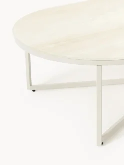 Mesa de centro ovalada con tablero de vidrio en look mármol Antigua