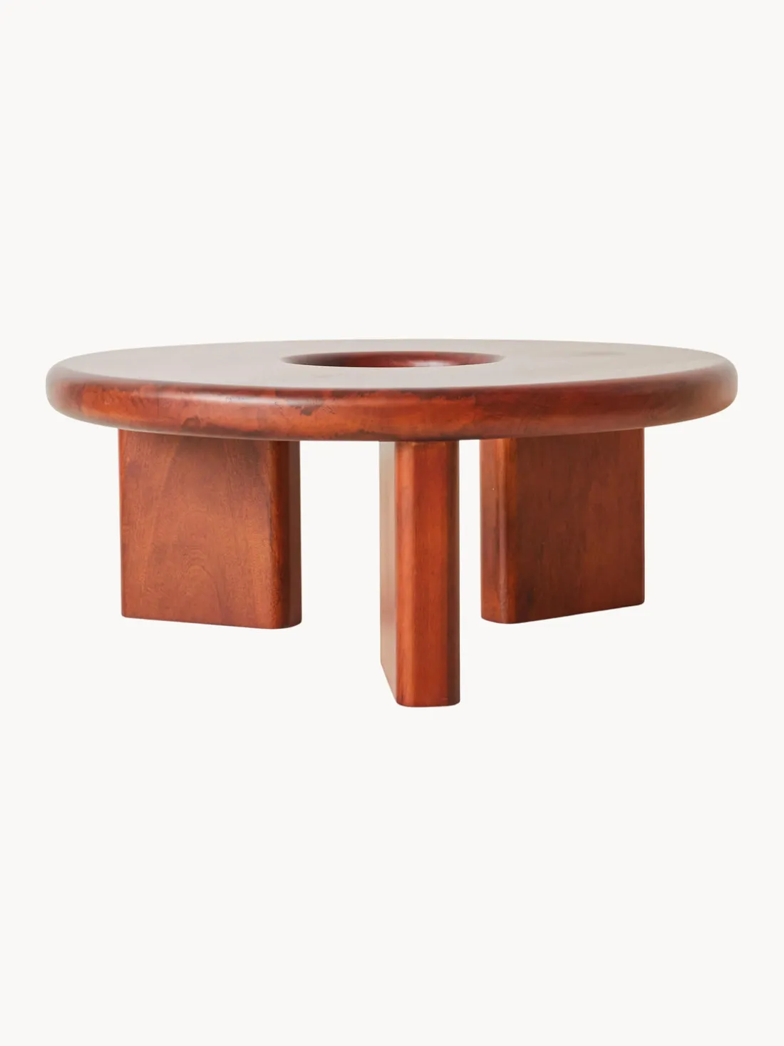 Mesa de centro redonda artesanal de madera de mango Conversation