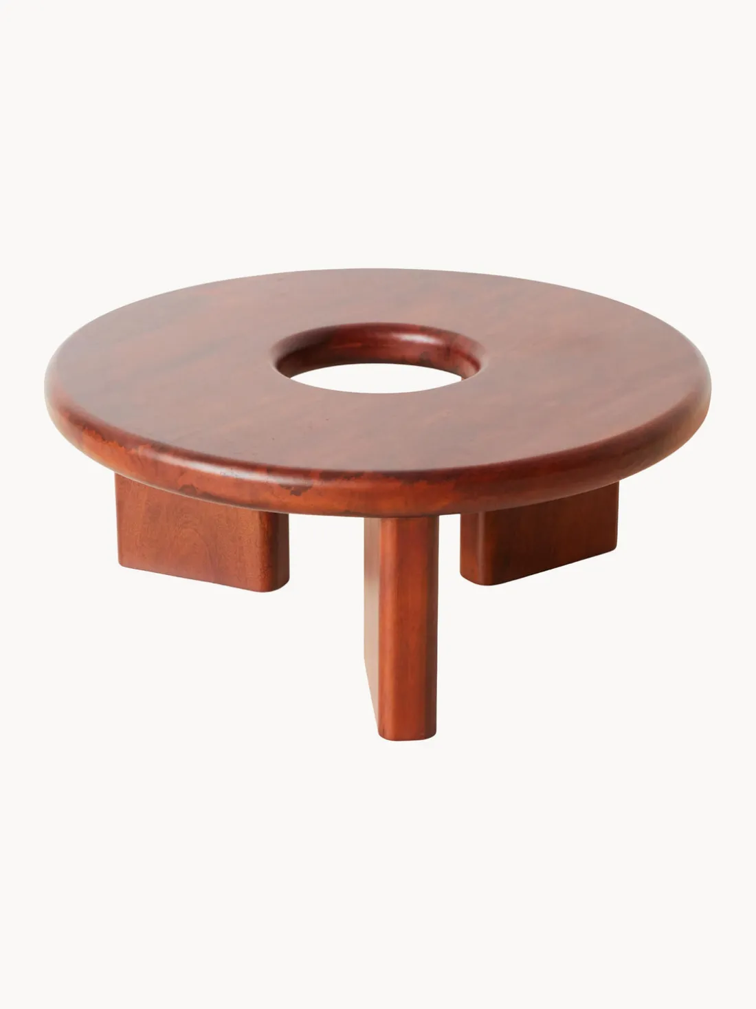 Mesa de centro redonda artesanal de madera de mango Conversation