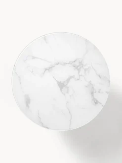 Mesa de centro redonda con tablero de vidrio en look mármol Antigua