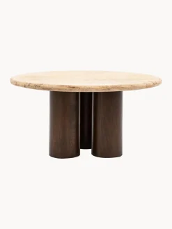 Mesa de centro redonda con tablero de travertino Trevi, Ø 75 cm