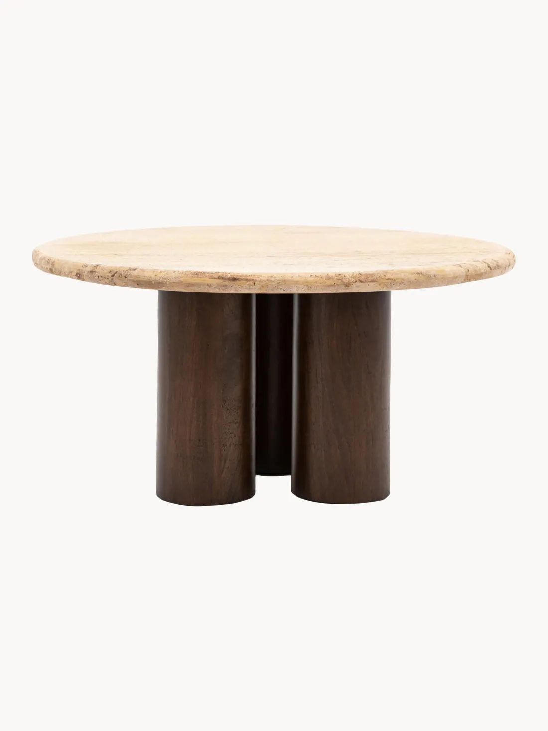 Mesa de centro redonda con tablero de travertino Trevi, Ø 75 cm