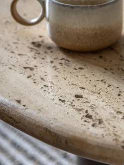 Mesa de centro redonda con tablero de travertino Trevi, Ø 75 cm