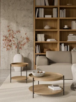 Mesa de centro redonda de madera Renee