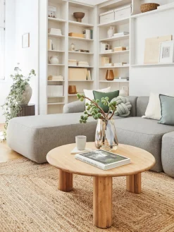 Mesa de centro redonda de madera de roble Didi