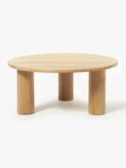 Mesa de centro redonda de madera de roble Didi