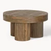 Mesa de centro redonda de madera de mango Dacca