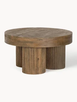 Mesa de centro redonda de madera de mango Dacca