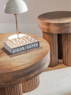 Mesa de centro redonda de madera de mango Dacca