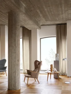 Mesa de centro redonda de madera de roble y teca CH008