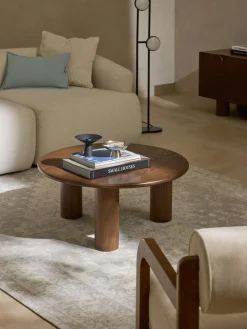 Mesa de centro redonda de madera de roble Didi