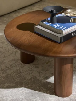 Mesa de centro redonda de madera de roble Didi