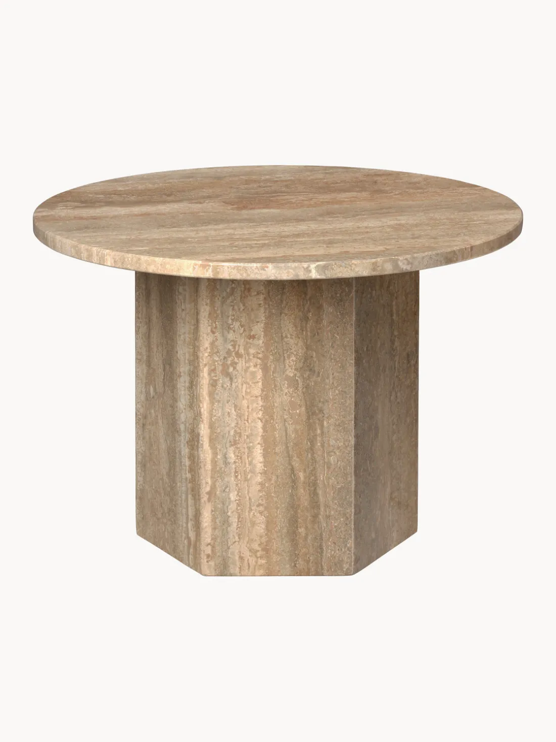 Mesa de centro redonda de travertino Epic, Ø 60 cm