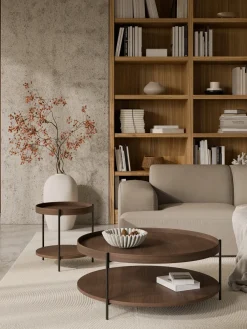 Mesa de centro redonda grande de madera Renee