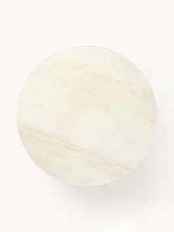 Mesa de centro redonda grande con tablero de vidrio en aspecto mármol Antigua