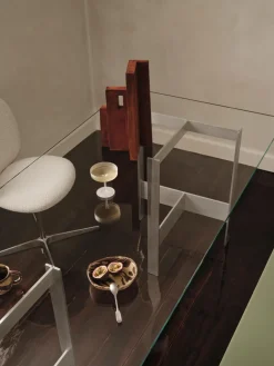 Mesa de comedor de vidrio y metal Lager, 200 x 90 cm