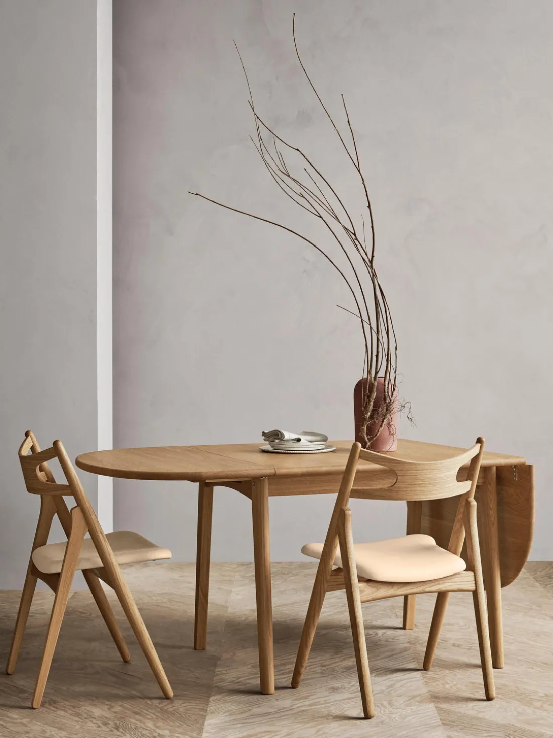 Mesa de comedor extensible ovalada de madera de roble CH002, 90 - 188 x 90 cm