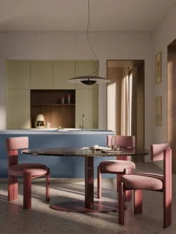 Mesa de comedor ovalada de mármol Miley, tamaños diferentes