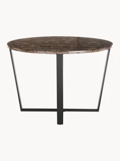 Mesa de comedor redonda Amble con tablero en look mármol, Ø 110 cm