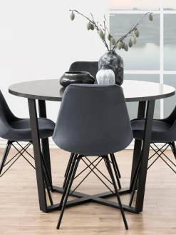 Mesa de comedor redonda Amble con tablero en look mármol, Ø 110 cm