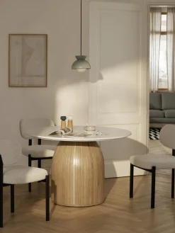 Mesa de comedor redonda con tablero de mármol Nelly, tamaños diferentes