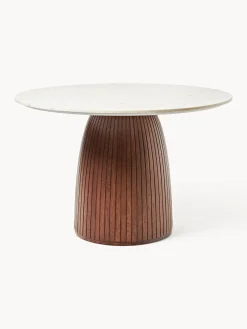 Mesa de comedor redonda con tablero de mármol Nelly, tamaños diferentes