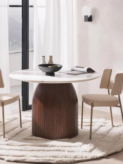 Mesa de comedor redonda con tablero de mármol Nelly, tamaños diferentes