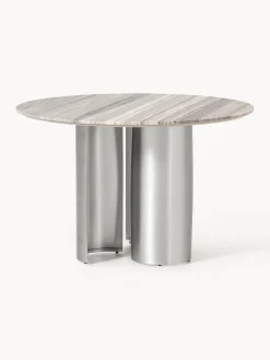 Mesa de comedor redonda con tablero de mármol Noam