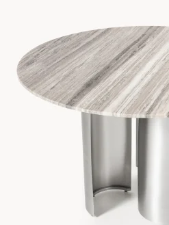 Mesa de comedor redonda con tablero de mármol Noam