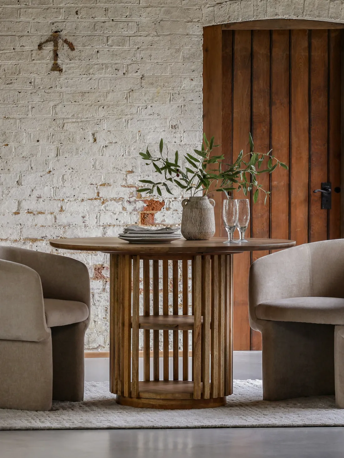 Mesa de comedor redonda de madera de mango Voss, Ø 110 cm