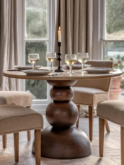 Mesa de comedor redonda Sculpt con tablero de travertino, Ø 110 cm