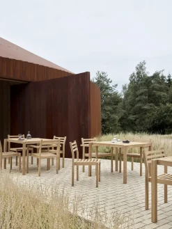 Mesa de jardín de madera de teca AH901, 100 x 99 cm