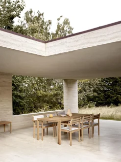 Mesa de jardín de madera de teca AH901, 203 x 100 cm