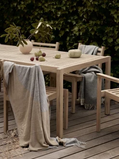 Mesa de jardín de madera de teca AH901, 203 x 100 cm