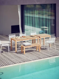 Mesa de jardín de madera de teca Samoa, 75 x 60 cm