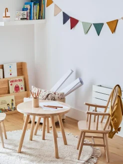 Mesa infantil redonda de madera de caucho Dilcia