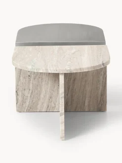 Mesas de centro ovaladas de metal y mármol Leander, 2 uds.