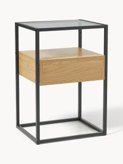 Mesita de noche con tablero de vidrio Randolf